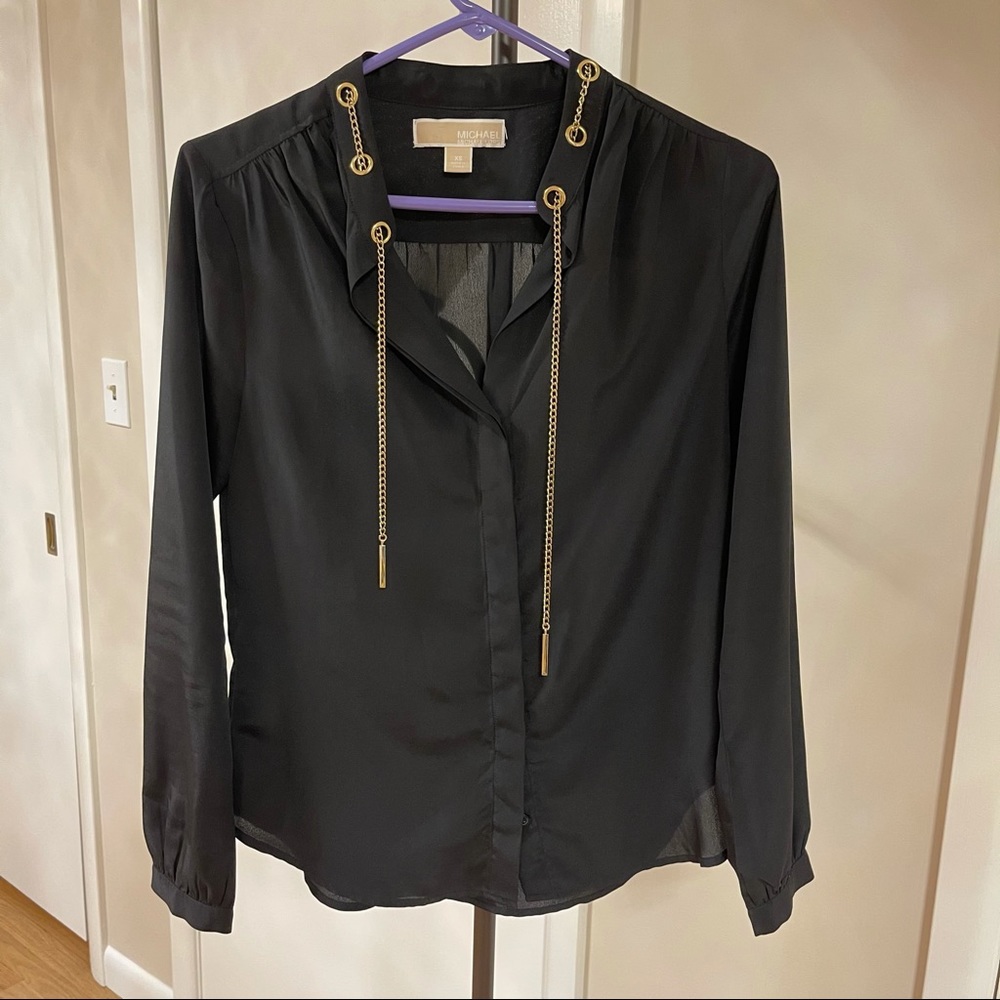 COPY - Michael Kors XS blouse  / top with gold ch…